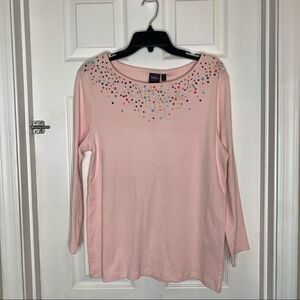 Rafaella Jeweled Top Size XL Chintz Rose Color
